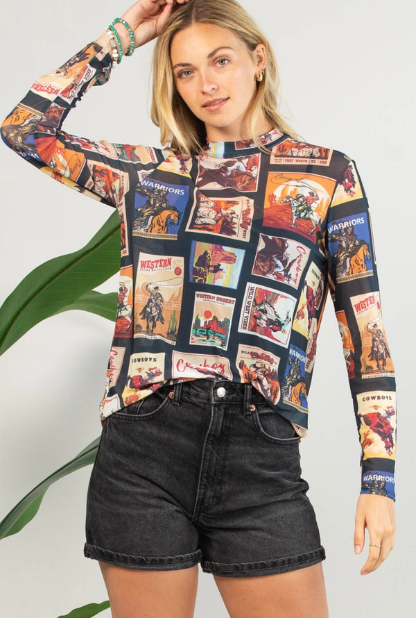 The Western Poster Mesh Top