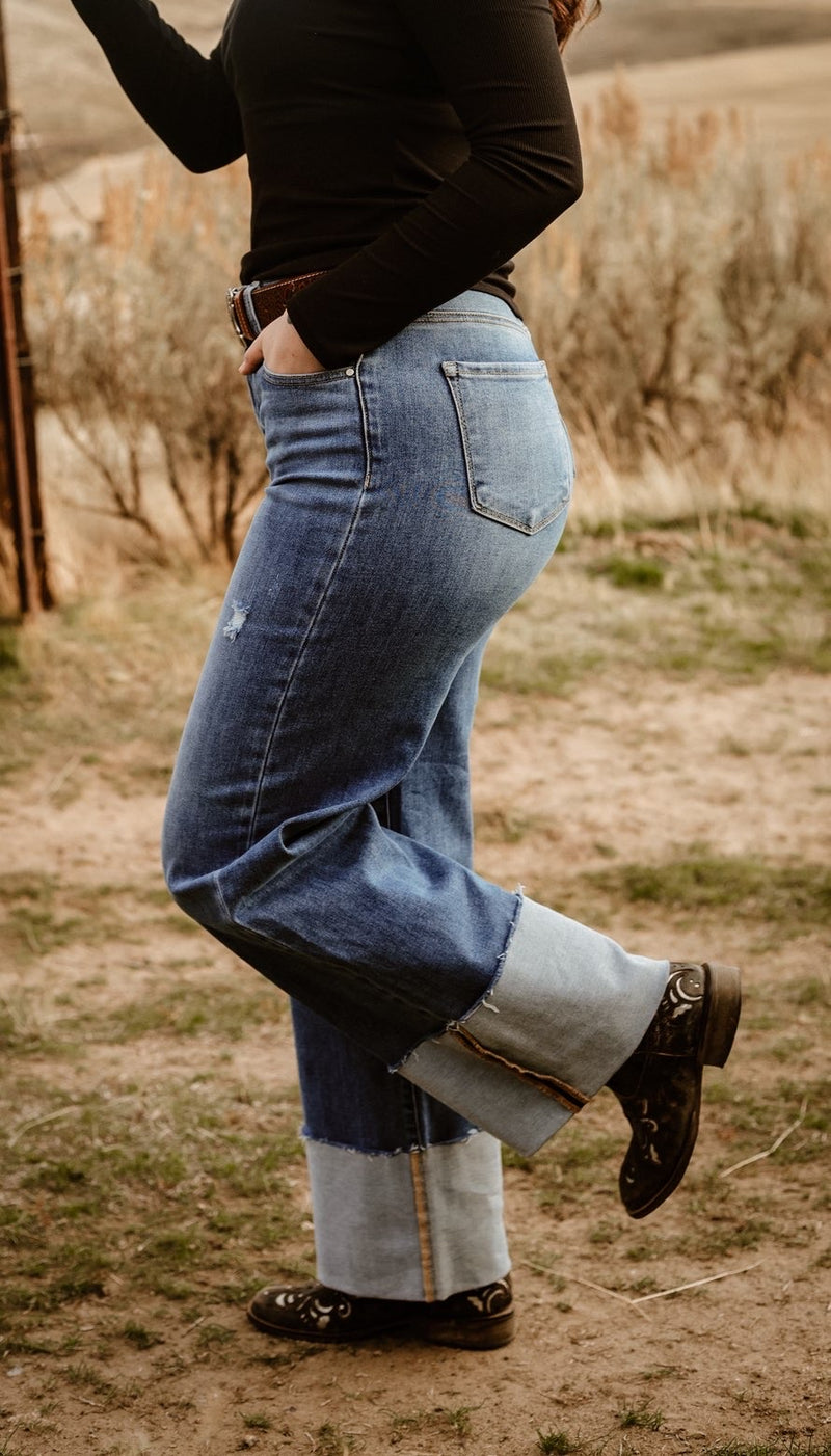 The Carson Cuffed Jeans-Dark Wash