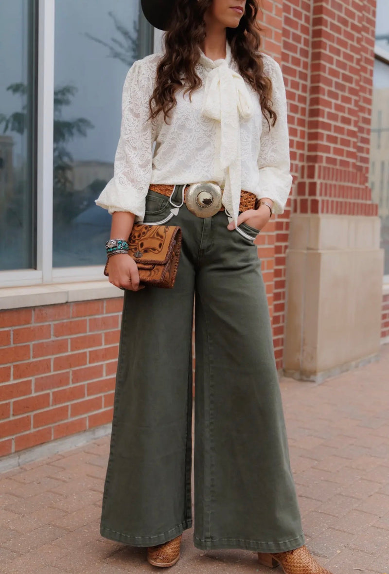 The Olive Smiley Wide Leg