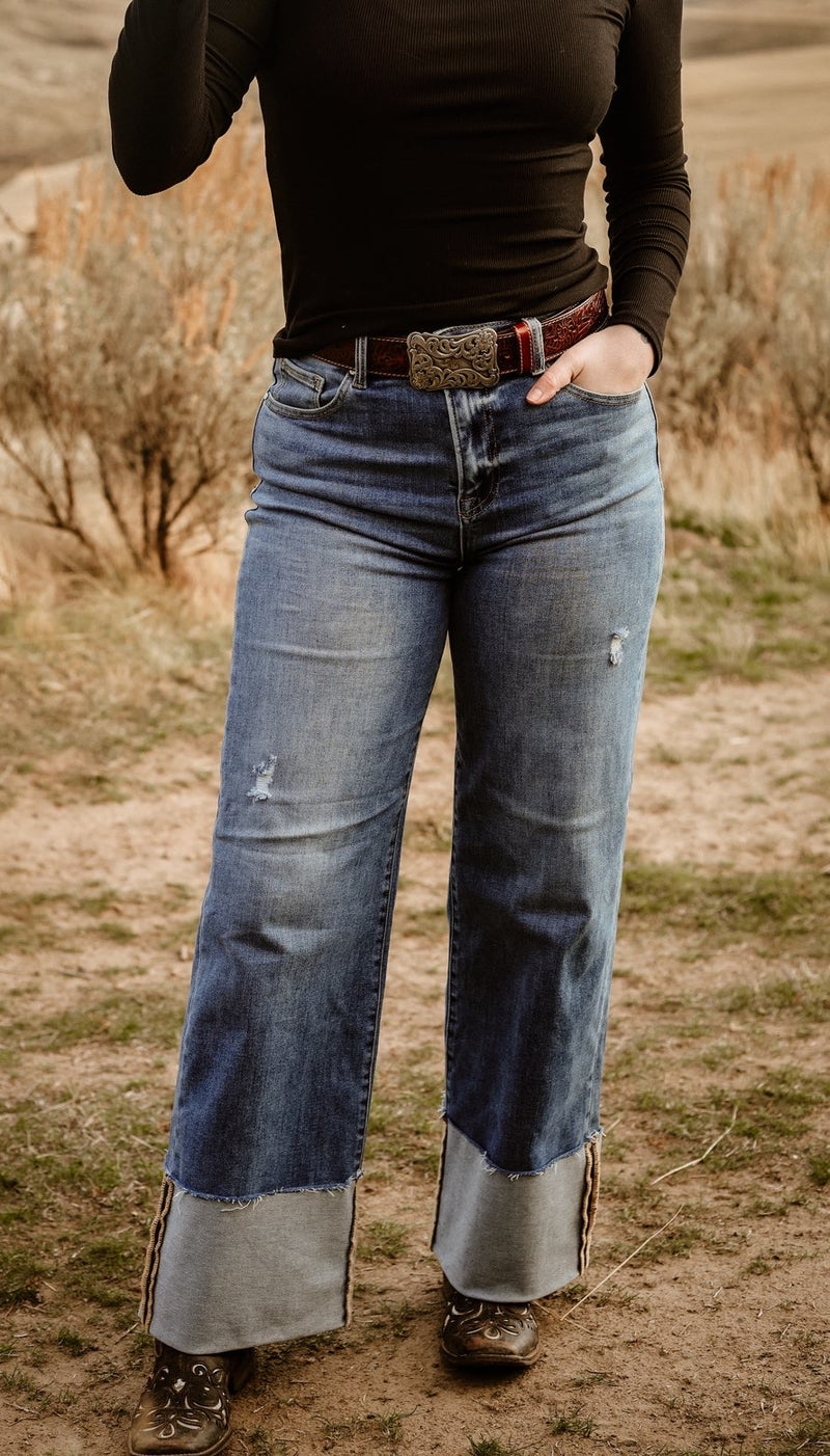 The Carson Cuffed Jeans-Dark Wash