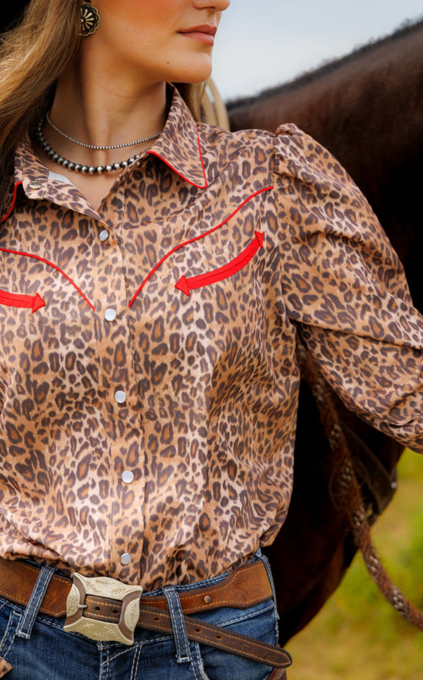 The Straight Arrow Leopard Pearl Snap