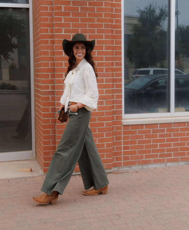 The Olive Smiley Wide Leg