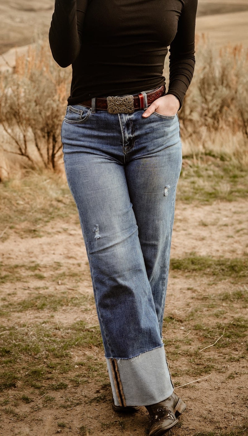 The Carson Cuffed Jeans-Dark Wash