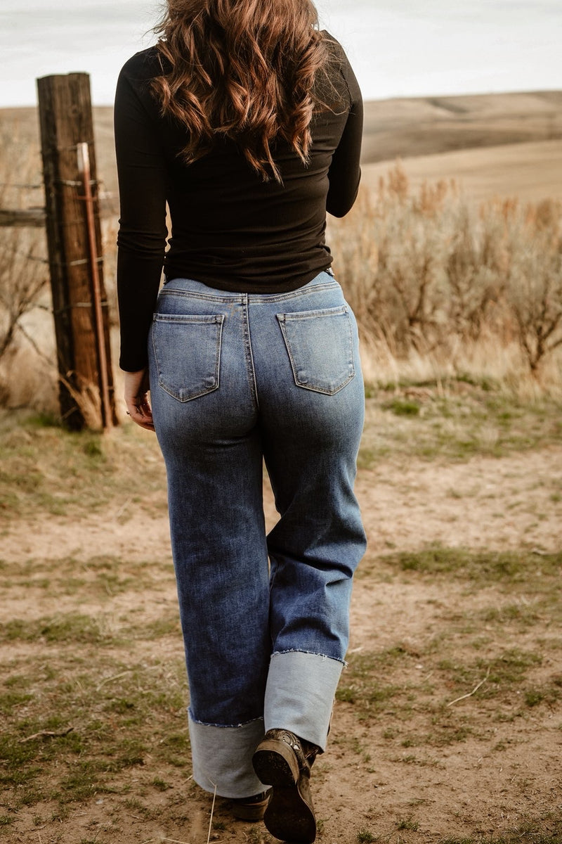 The Carson Cuffed Jeans-Dark Wash