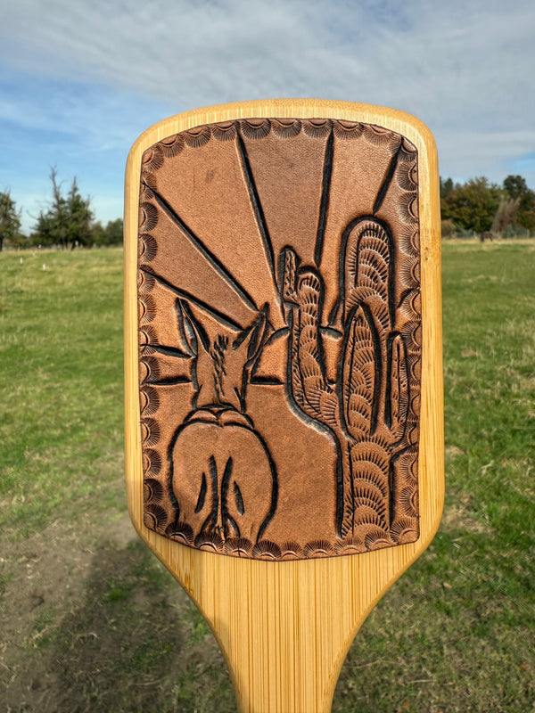 Donkey Tooled Leather Hair Brush