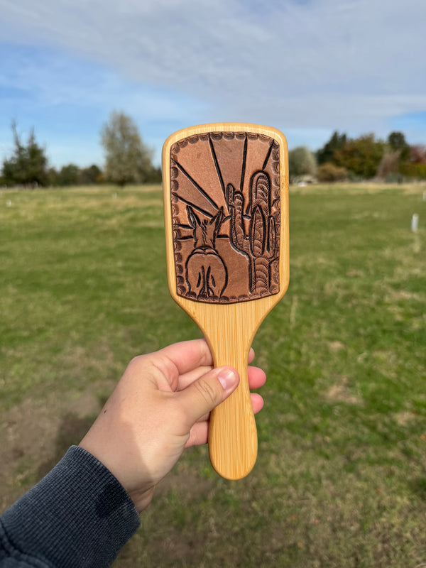 Donkey Tooled Leather Hair Brush