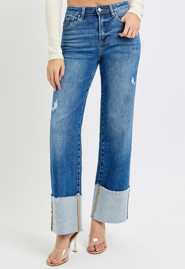 The Carson Cuffed Jeans Dark Wash