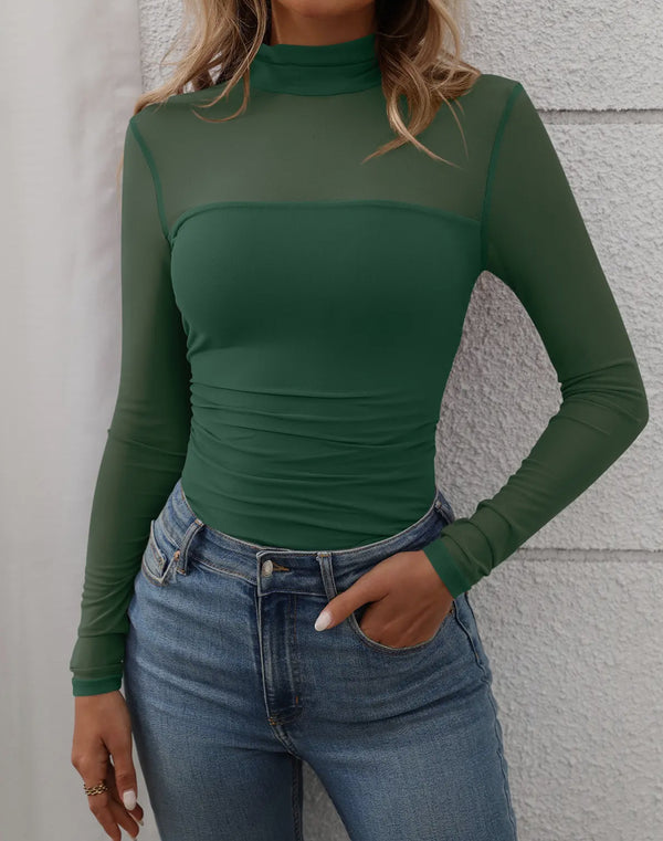 The Basic Green Mesh Top