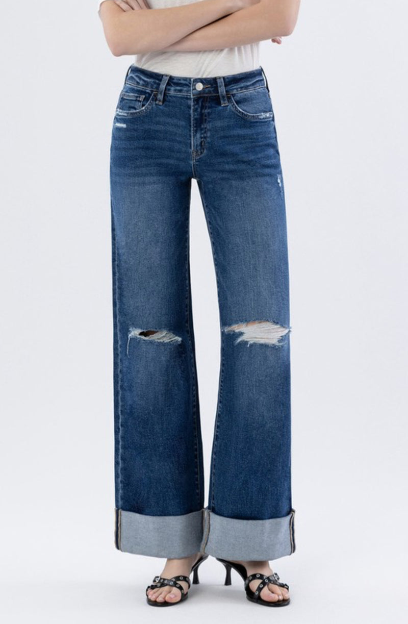 Beneficially Cuffed Wide Leg Jean