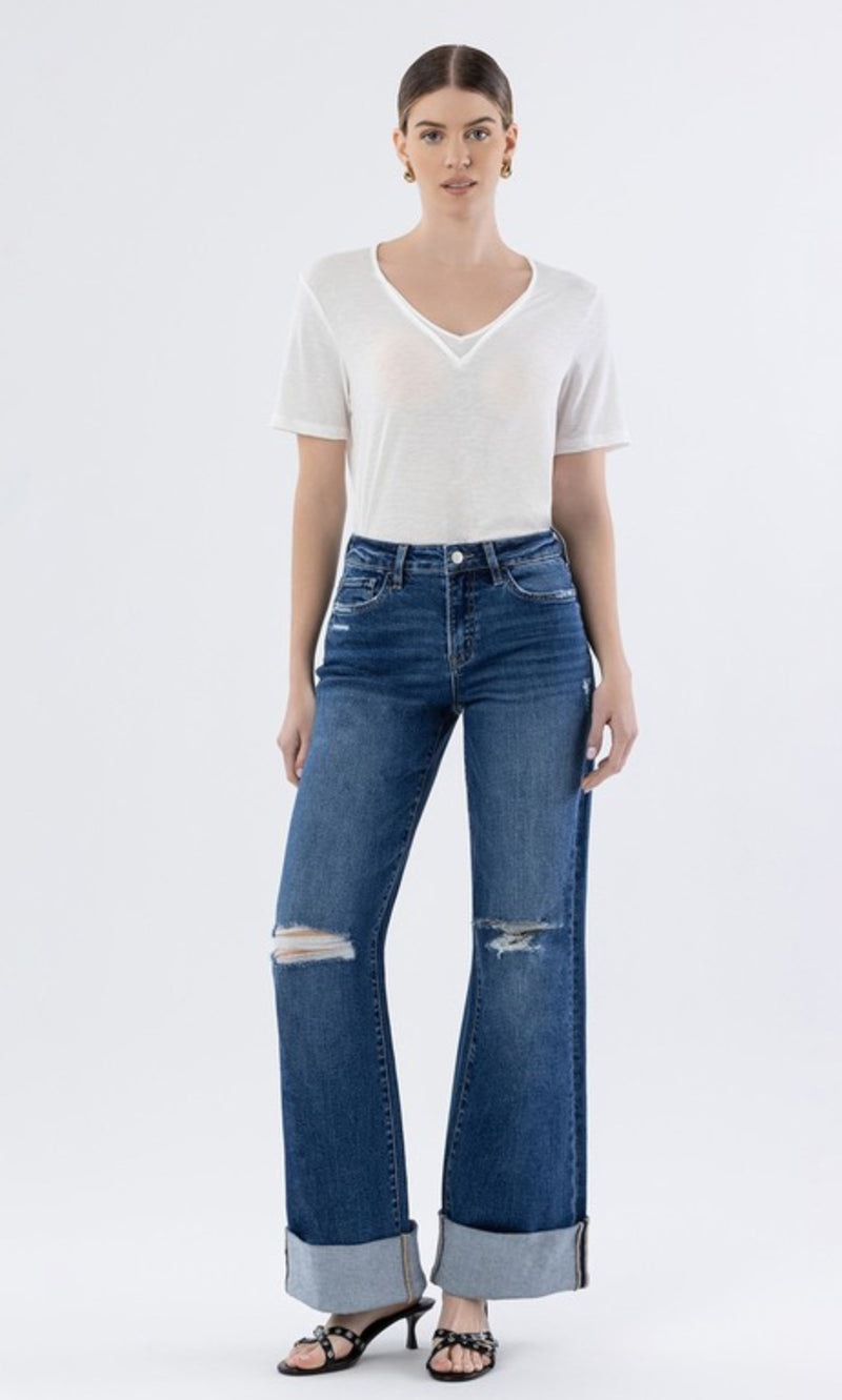 Beneficially Cuffed Wide Leg Jean