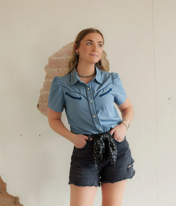 Bye-Bye Baby Blue Snap Top