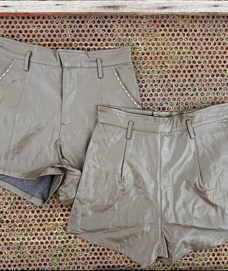 Olive Buckstitch Shorts