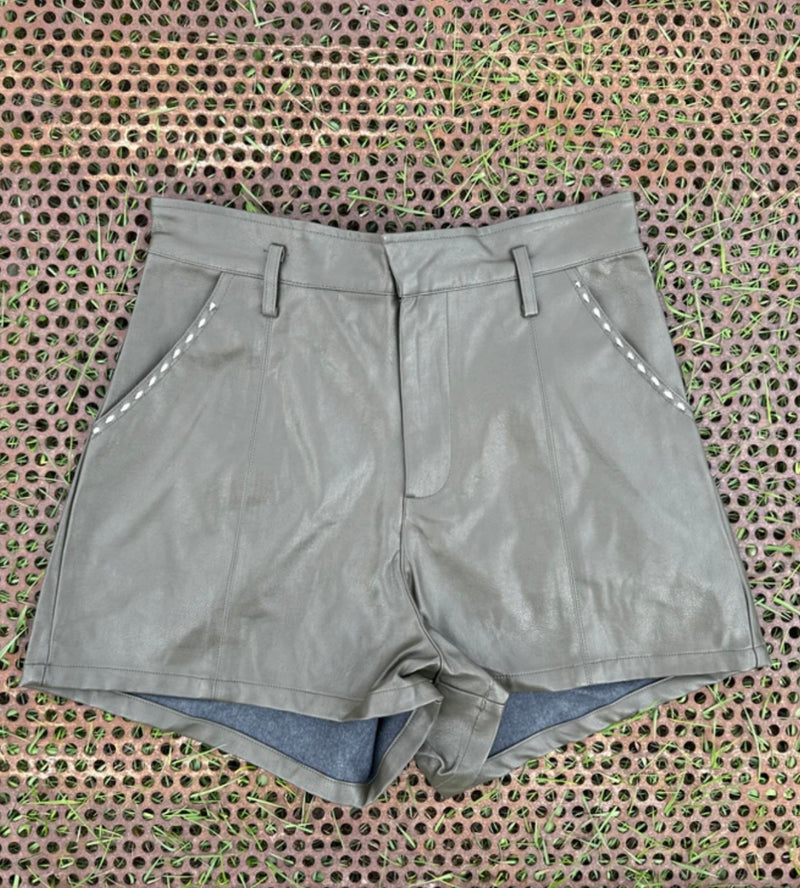 Olive Buckstitch Shorts