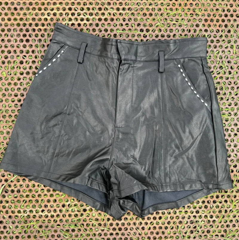 Black Buckstitch Shorts