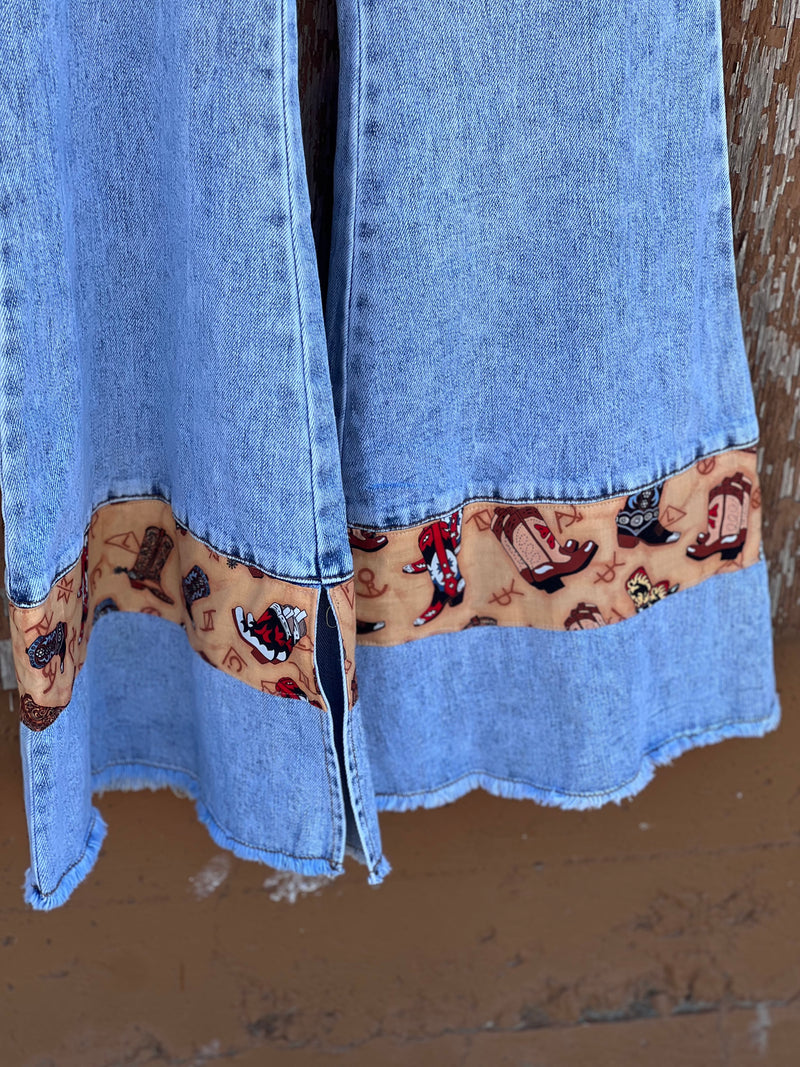 The Denim Dale Jumpsuit Boot Print