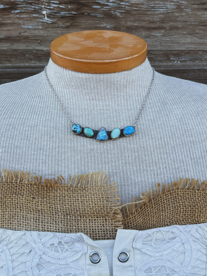 Multi Stone Bar Necklace Style 2