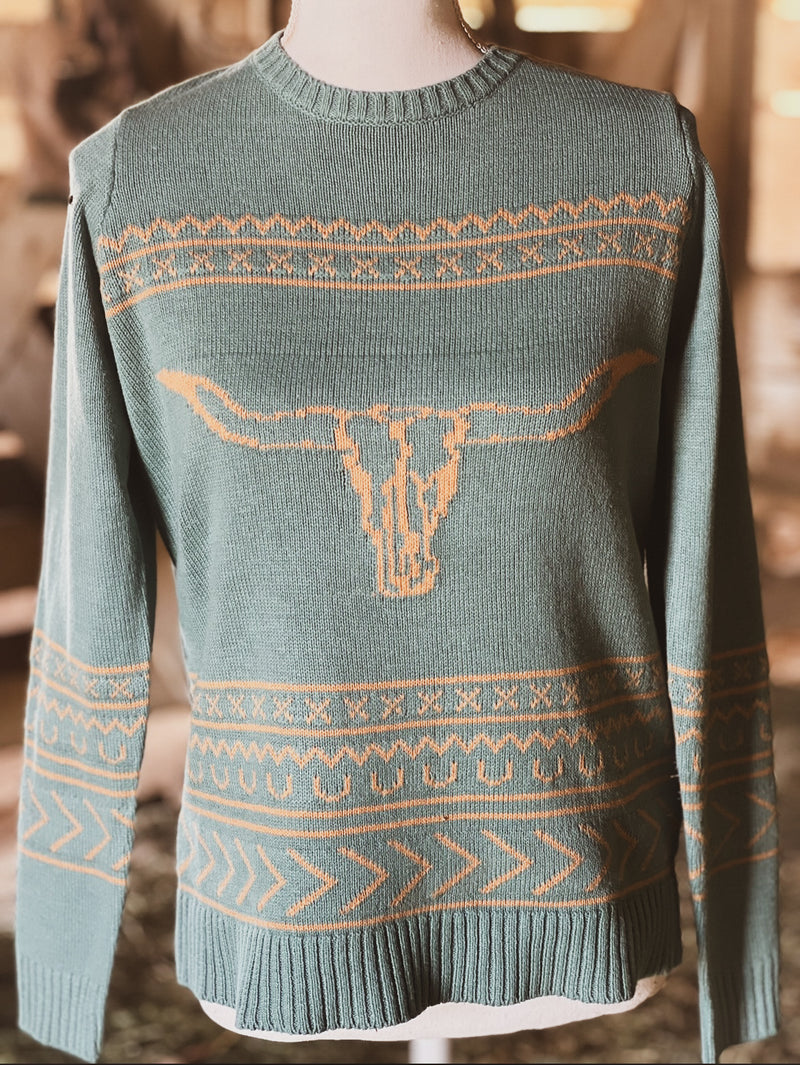 The Longhorn Sweater Aqua