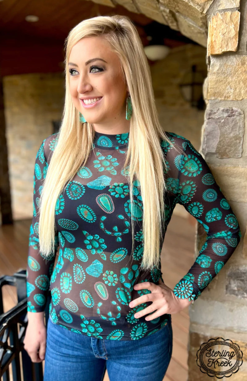 Forever in Turquoise Mesh Top