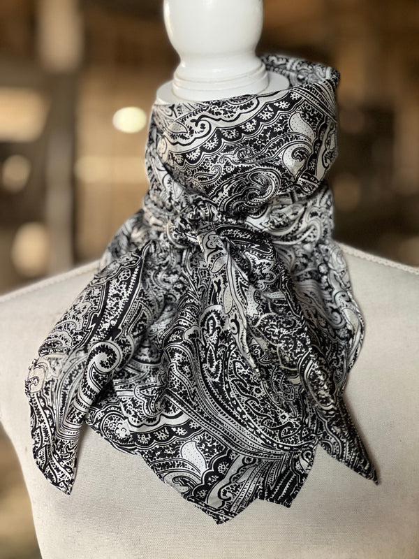 Black and White Paisley Scarf