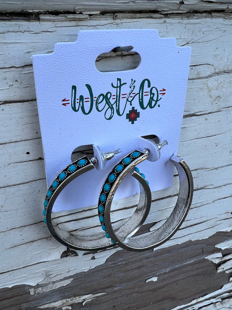 Faux Turquoise Hoops