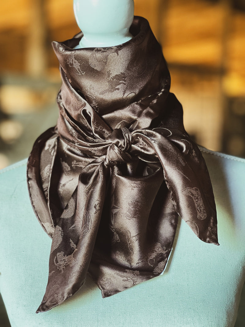 Chocolate Cowboy Print Scarf