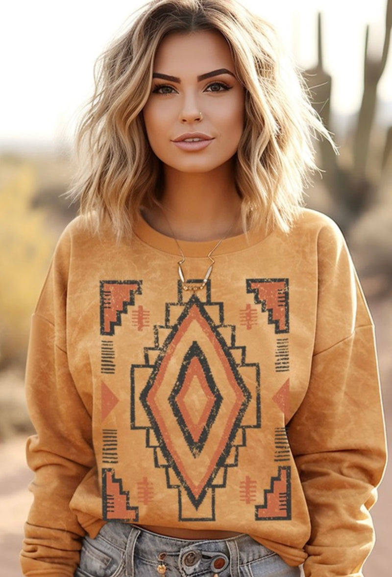 The Austin Aztec Crewneck Mustard