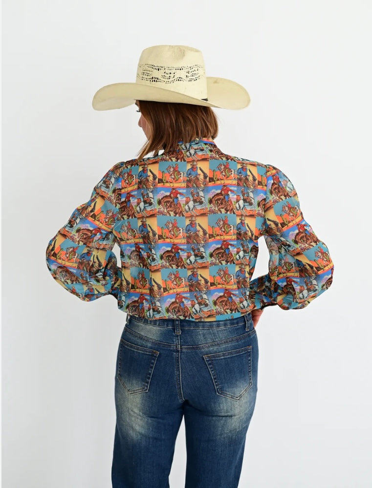 The Cowboy Pop Art Bow Blouse