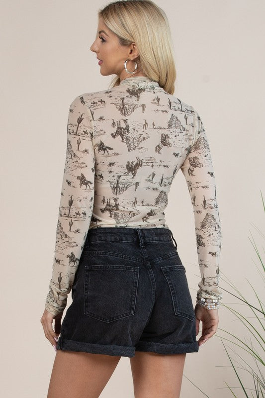 The Desert Days Long Sleeve Mesh Top