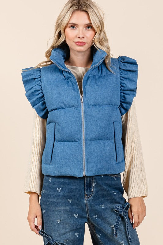 The Denim Ruffle Vest