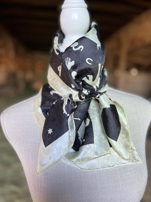 Black Cowboy Silk Scarf