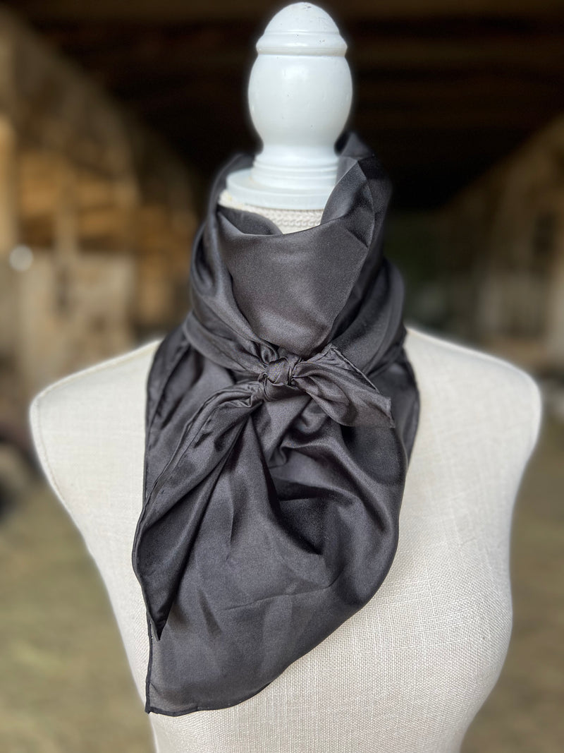 Solid Black Silk Scarf