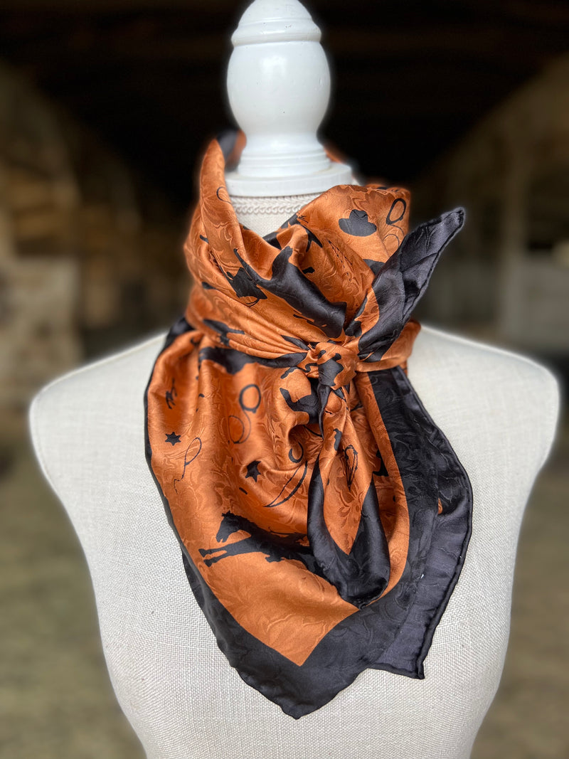 Rust Cowboy Silk Scarf